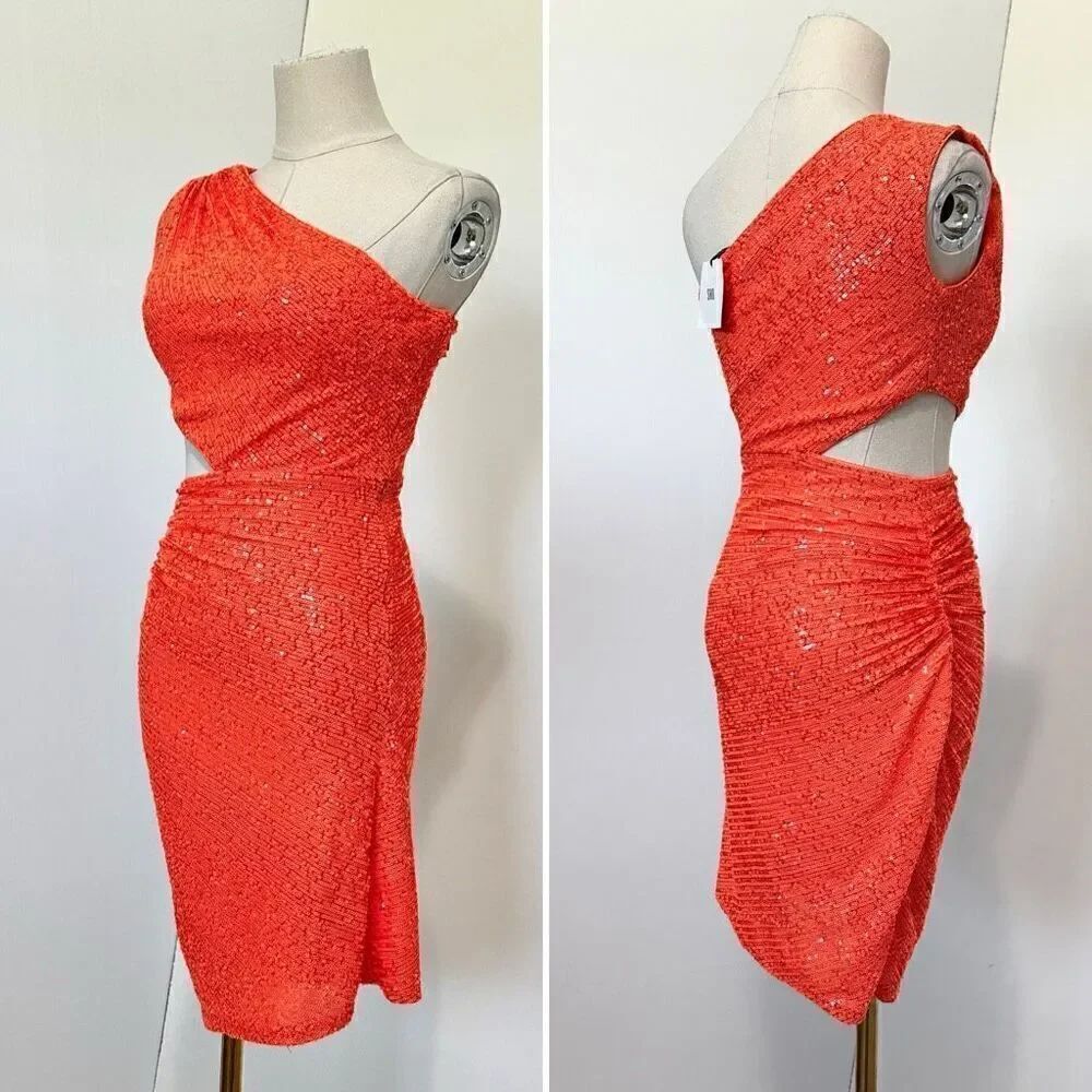 NWT Sho Side-Cutout Sequin Bodycon Dress Sz 2 Party Cocktail Prom Homecoming